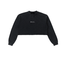 Snow Washed Raw Edge Cropped Sweatshirt image 0
