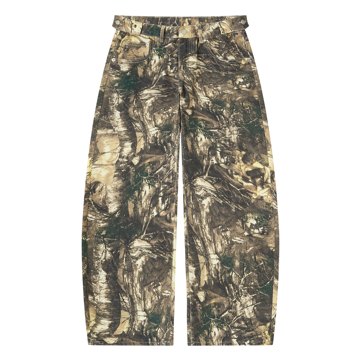 STILL. Men's Tree Camo Barrel Leg Pants in Brown Tree Camo