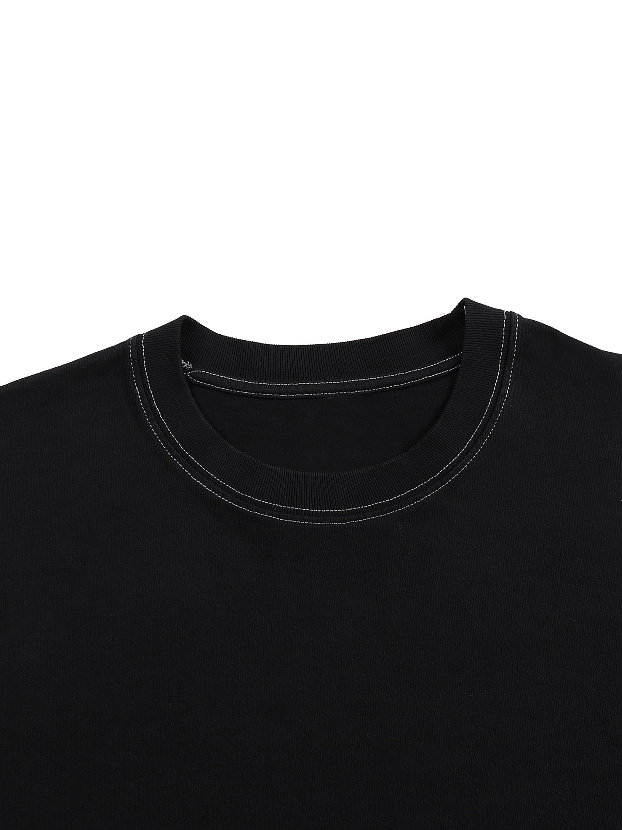 Streetwear Contrast-Stitched Cotton T-Shirt image 6