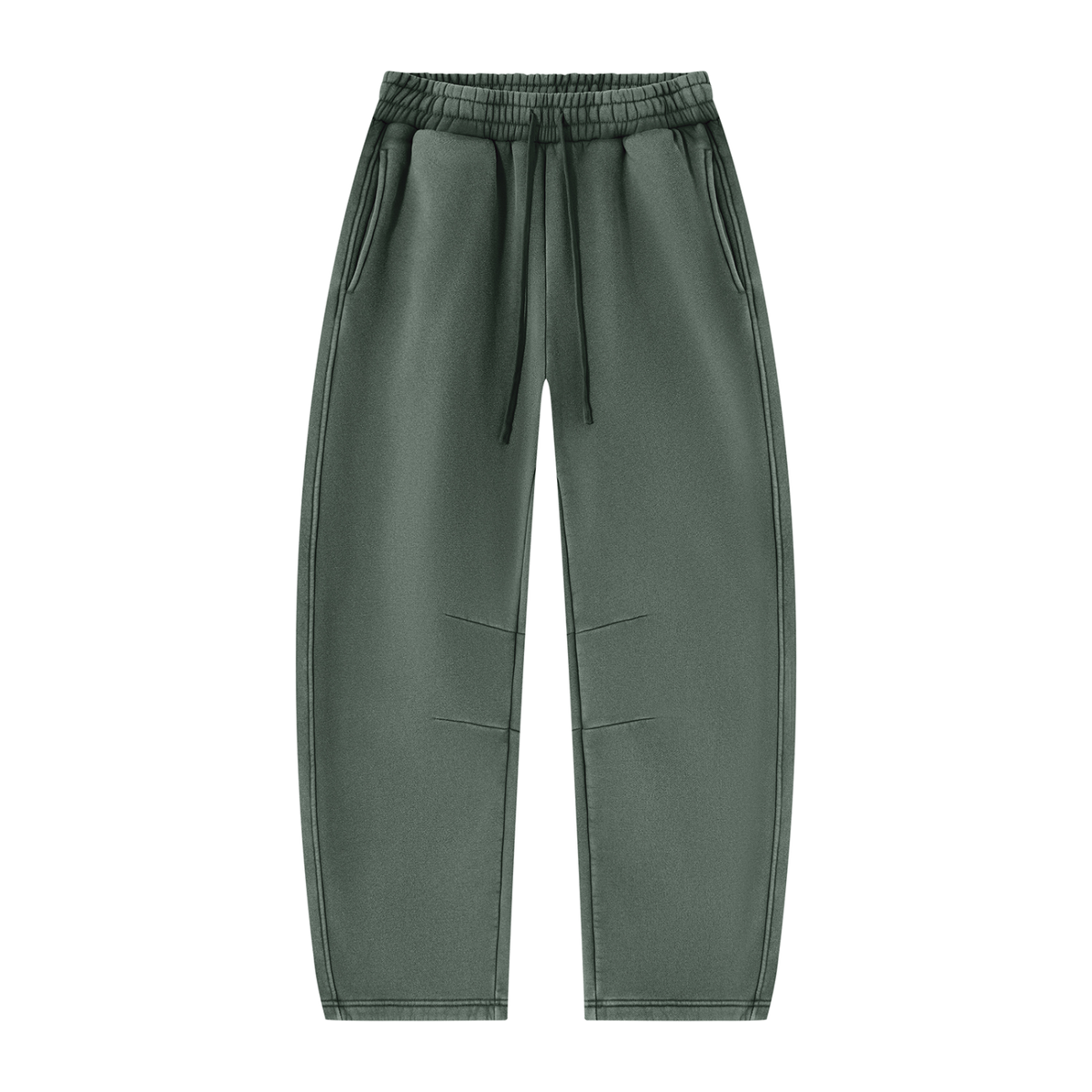 STILL. Unisex Vintage Wash Barrel Leg Fleece Sweatpants in Washed Green