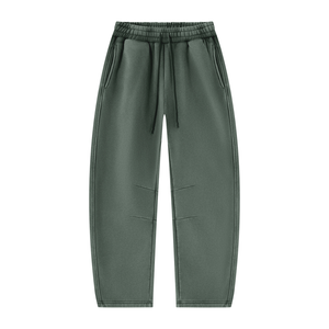 STILL. Unisex Vintage Wash Barrel Leg Fleece Sweatpants in Washed Green