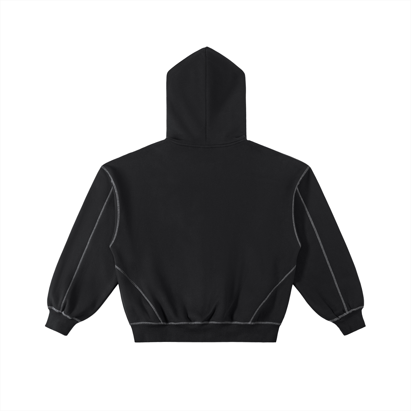 Contrast-Stitched Boxy Fleece Zip Hoodie image 2