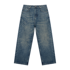 STILL. Men's Vintage Wash Straight Leg Jeans in Vintage Wash Blue