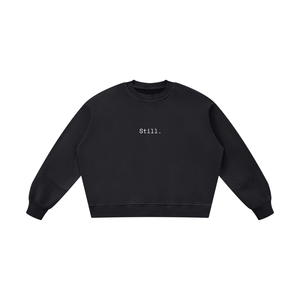 STILL. Boxy Vintage Wash Sweatshirt — garment-washed cotton crewneck