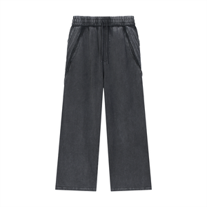 STILL. Vintage Washed Tape Raw Edge Sweatpants in Black