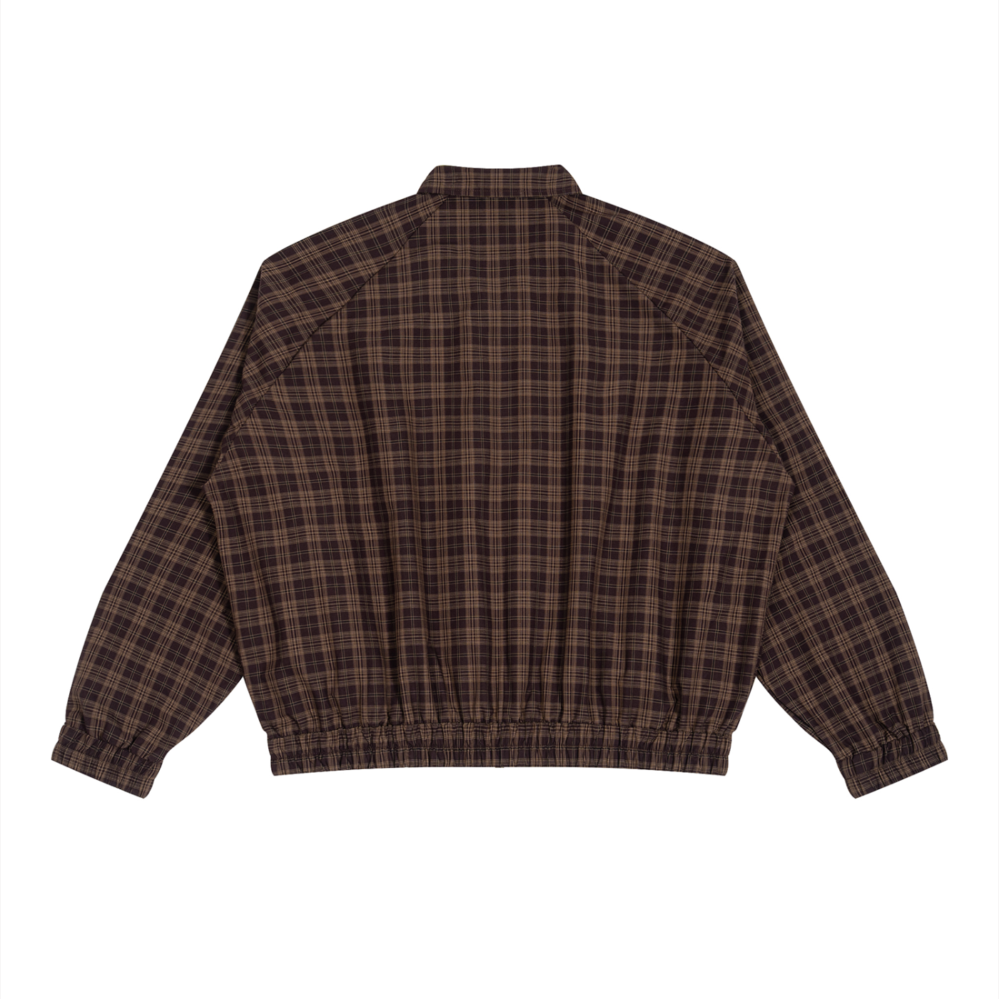 STILL. Plaid Zip Track Jacket — lightweight plaid track jacket with full zip