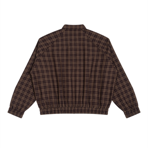 STILL. Plaid Zip Track Jacket — lightweight plaid track jacket with full zip