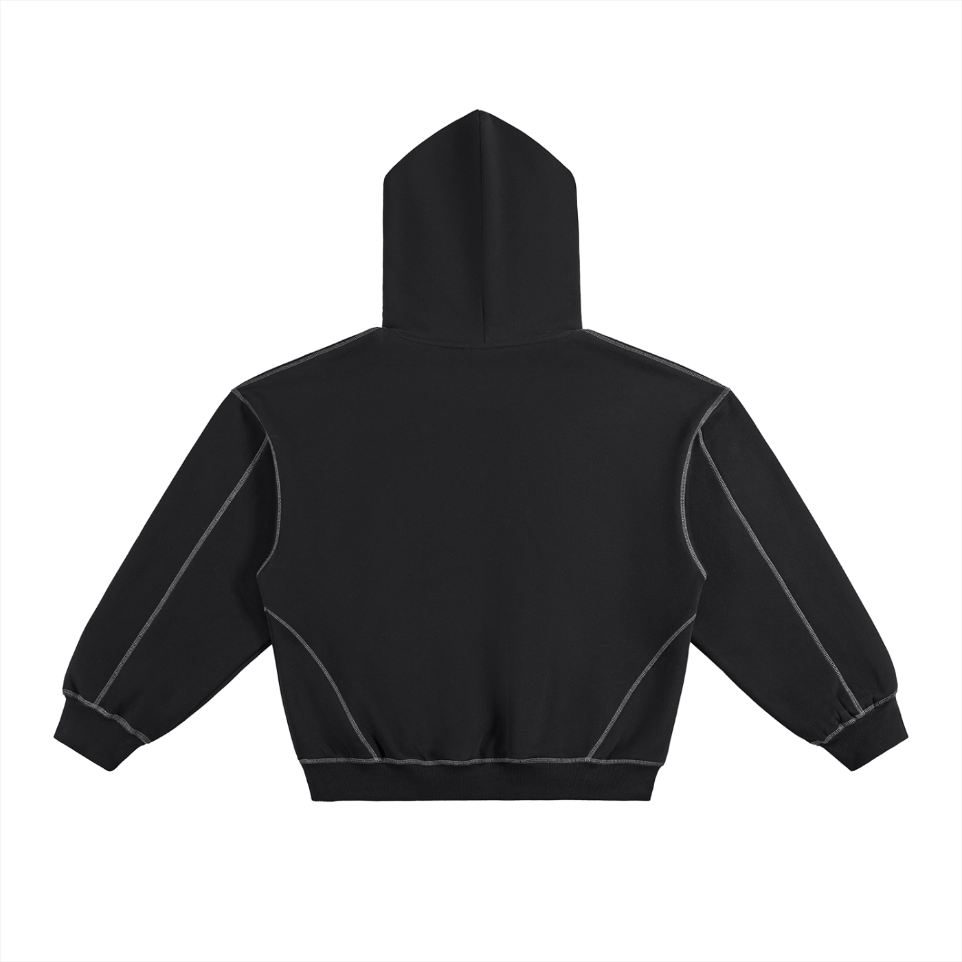 Contrast-Stitched Boxy Fleece Hoodie image 2