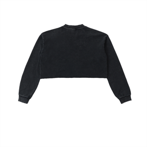 Snow Washed Raw Edge Cropped Sweatshirt image 7