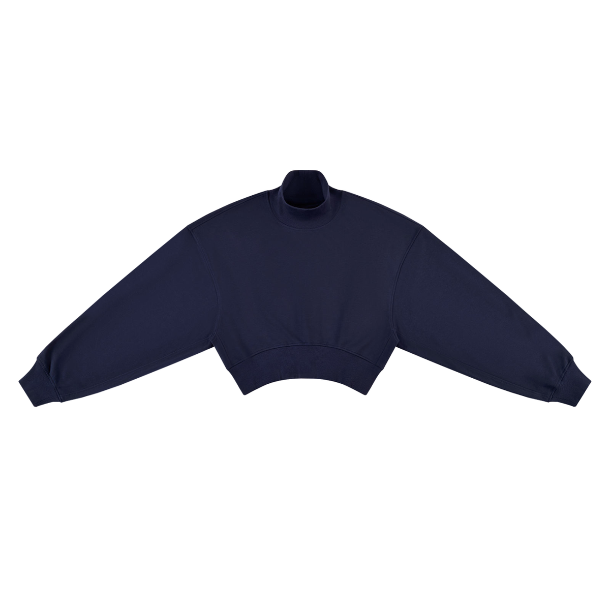 STILL. Women's Crop Mock Neck Sweatshirt in Navy Blue