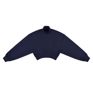 STILL. Women's Crop Mock Neck Sweatshirt in Navy Blue