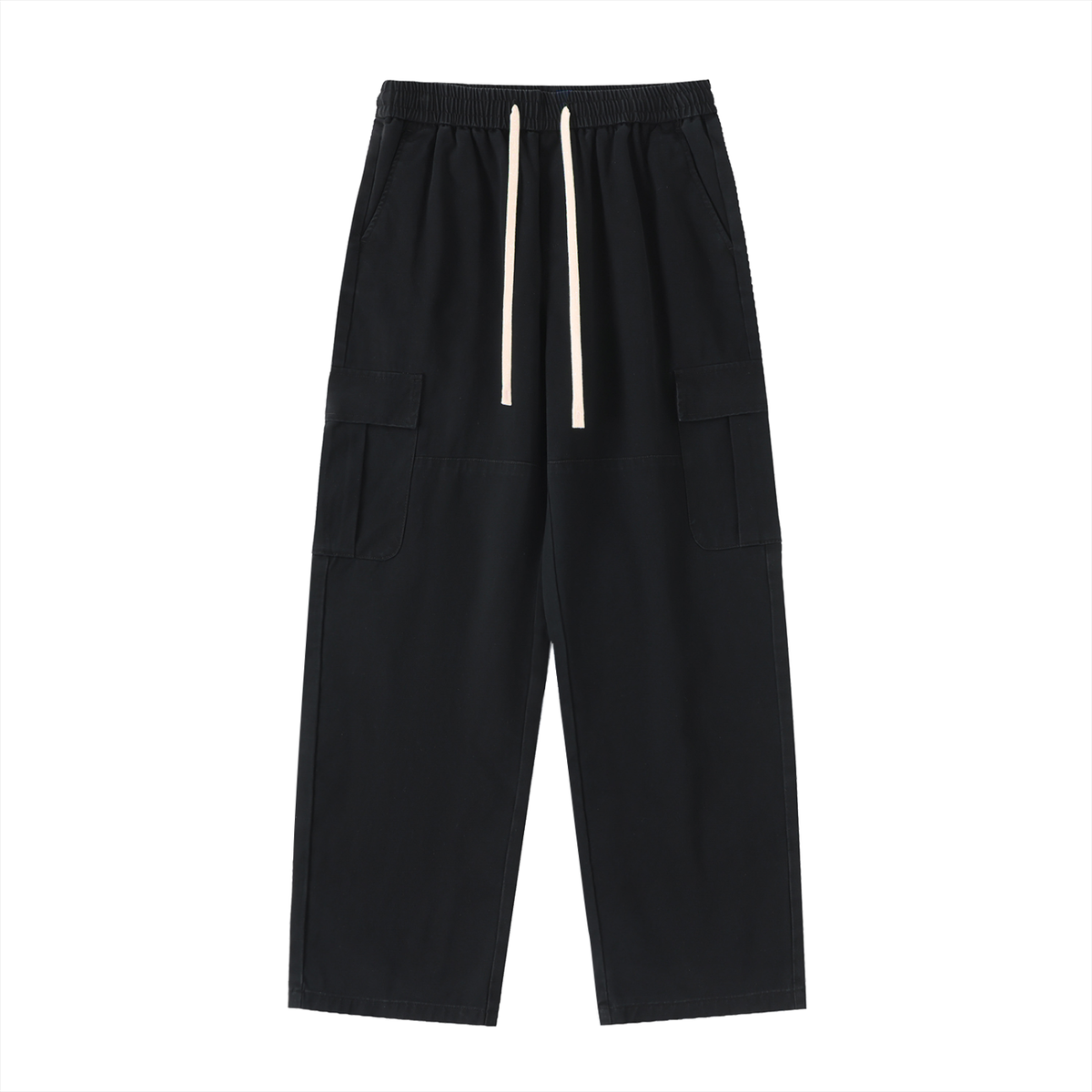 Still. Drawstring Waist Straight Leg Cargo Pants