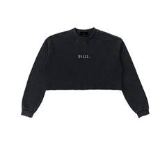 Snow Washed Raw Edge Cropped Sweatshirt