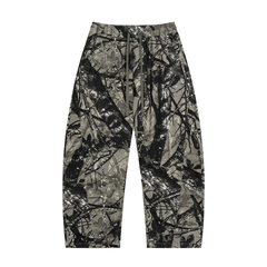 STILL. Unisex Tree Camo Barrel Leg Pants in Grey Tree Camo