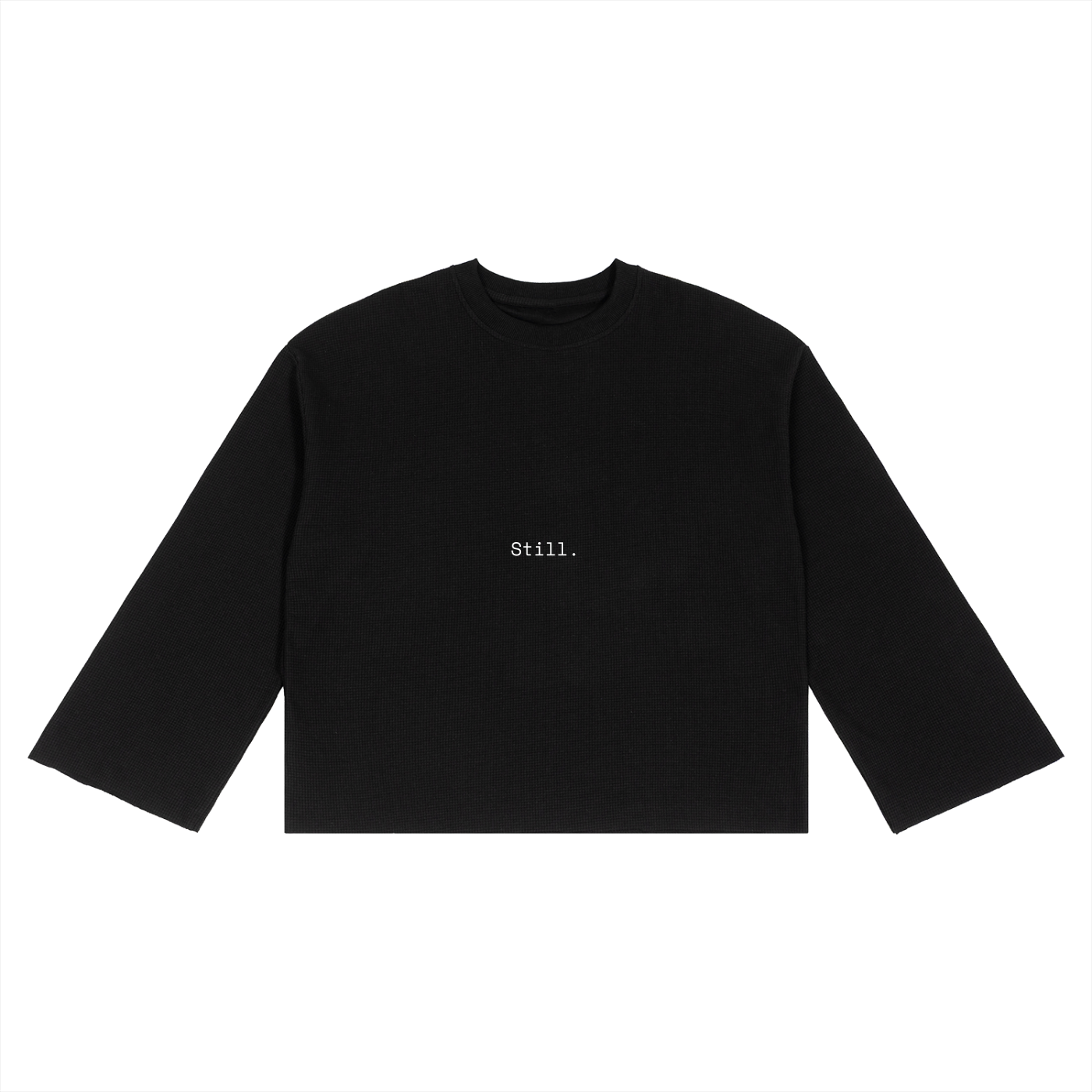 Still. Waffle Raw Edge T-Shirt, back view