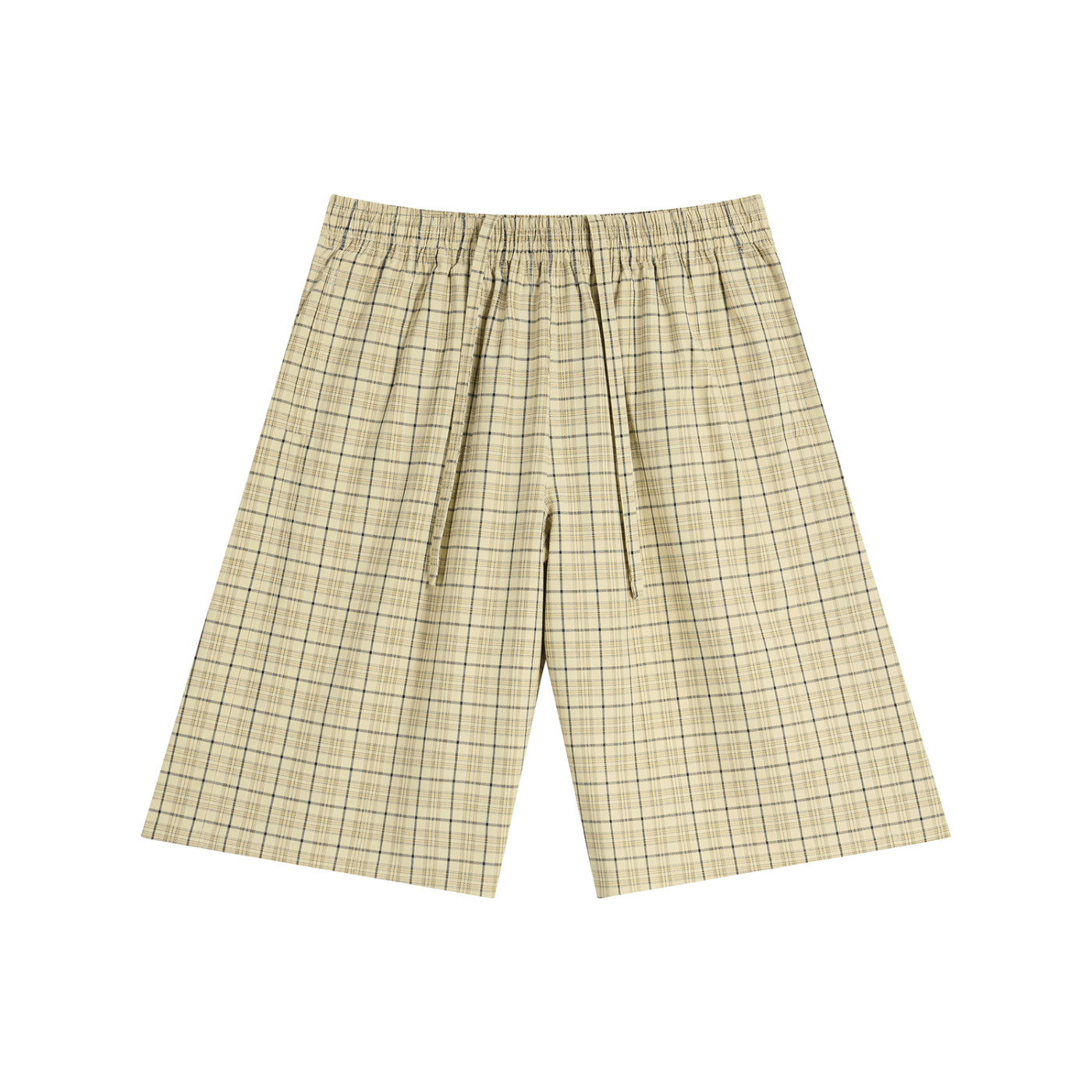 STILL. Plaid Wide Leg Shorts — lightweight plaid shorts with elastic waist