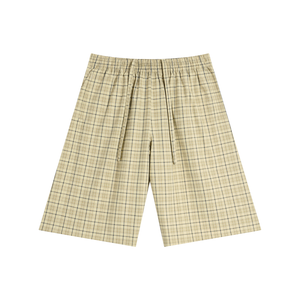 STILL. Plaid Wide Leg Shorts — lightweight plaid shorts with elastic waist