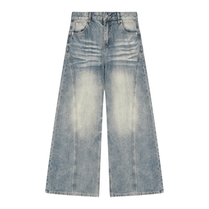 STILL. Women's Panelled Wide Leg Jeans in Vintage Wash Blue