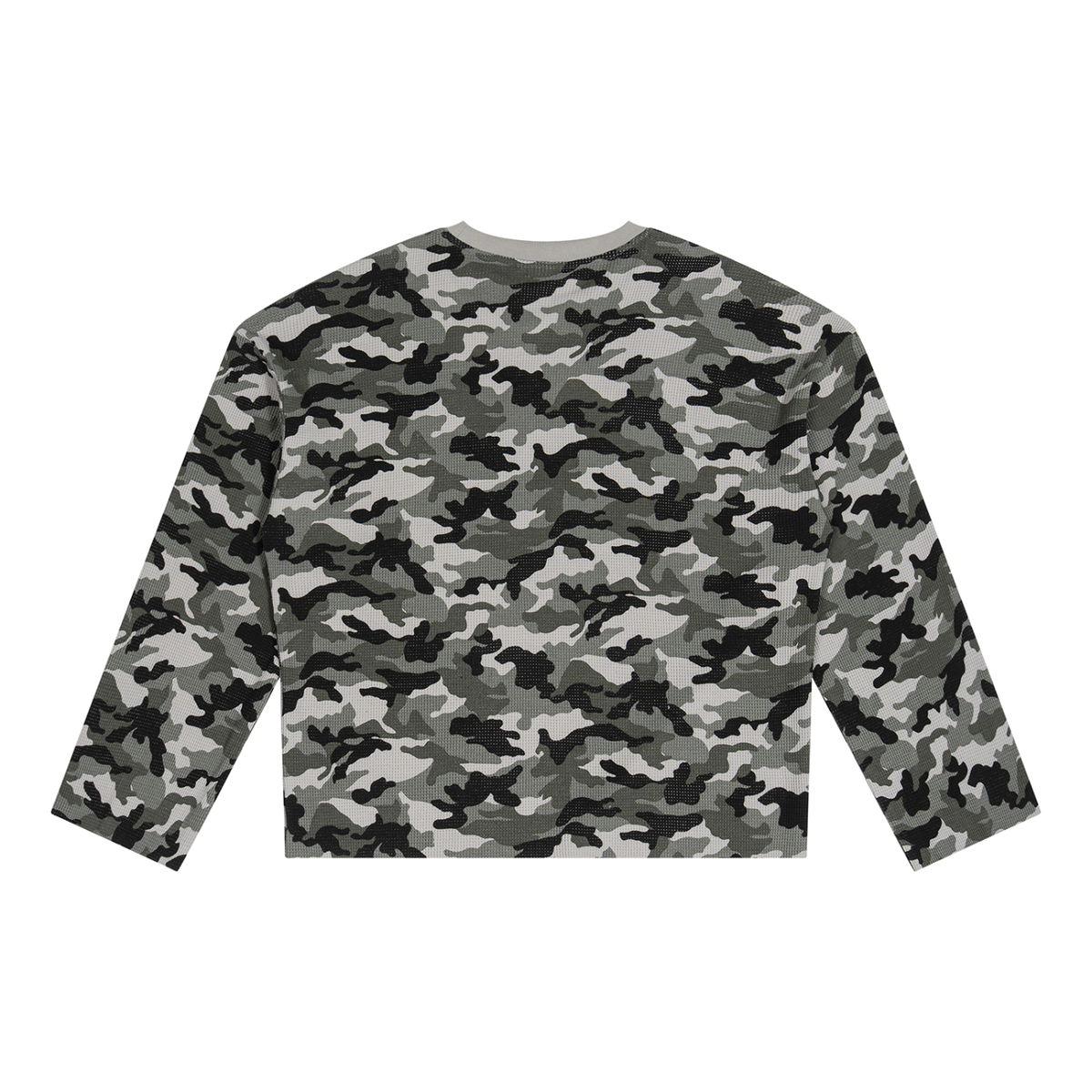 STILL. Unisex Camo Waffle Raw Edge Long Sleeve T-Shirt, additional view