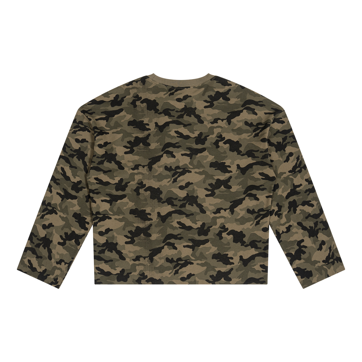 STILL. Unisex Camo Waffle Raw Edge Long Sleeve T-Shirt, additional view