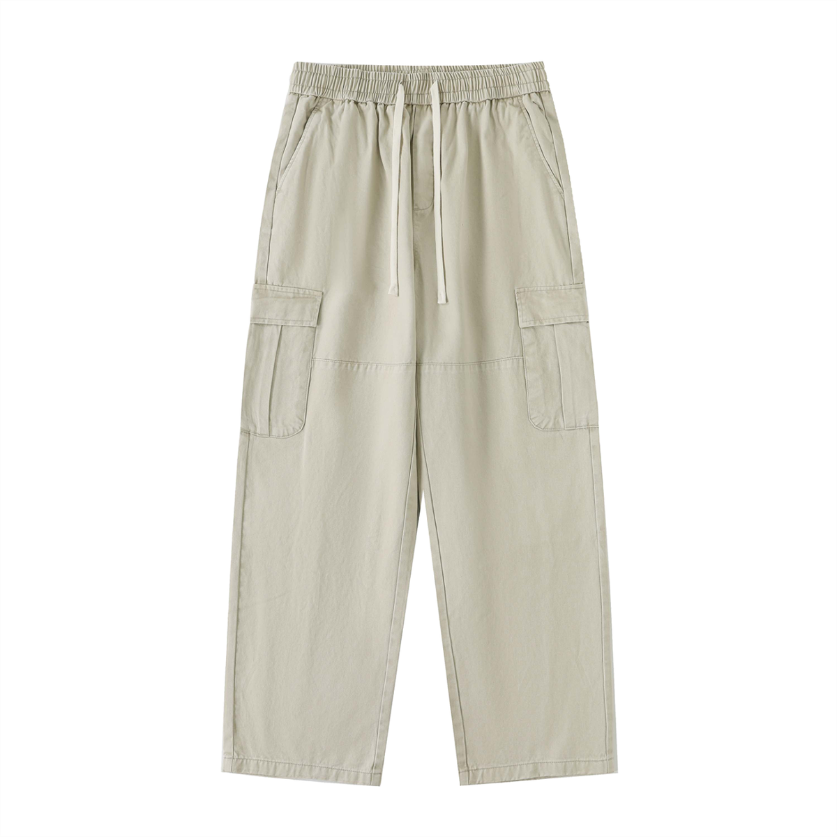Still. Drawstring Waist Straight Leg Cargo Pants