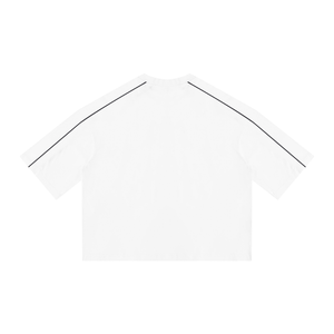 STILL. Heavyweight Boxy Piping T-Shirt — boxy heavyweight cotton tee with tonal piping