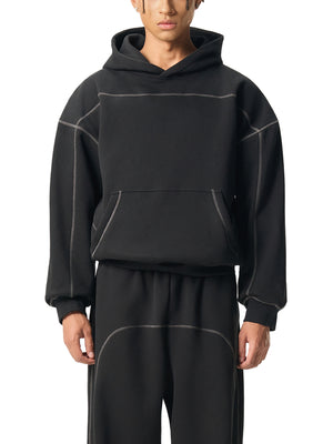 Contrast-Stitched Boxy Fleece Hoodie image 0