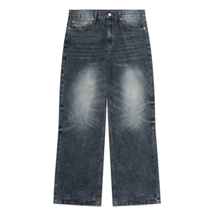 STILL. Men's Knee Fade Straight Leg Jeans in Washed Blue