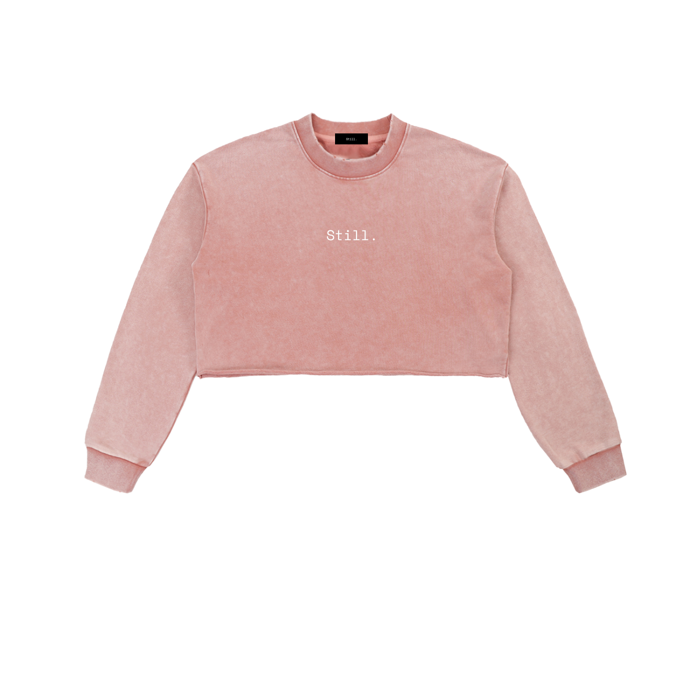 Snow Washed Raw Edge Cropped Sweatshirt image 5
