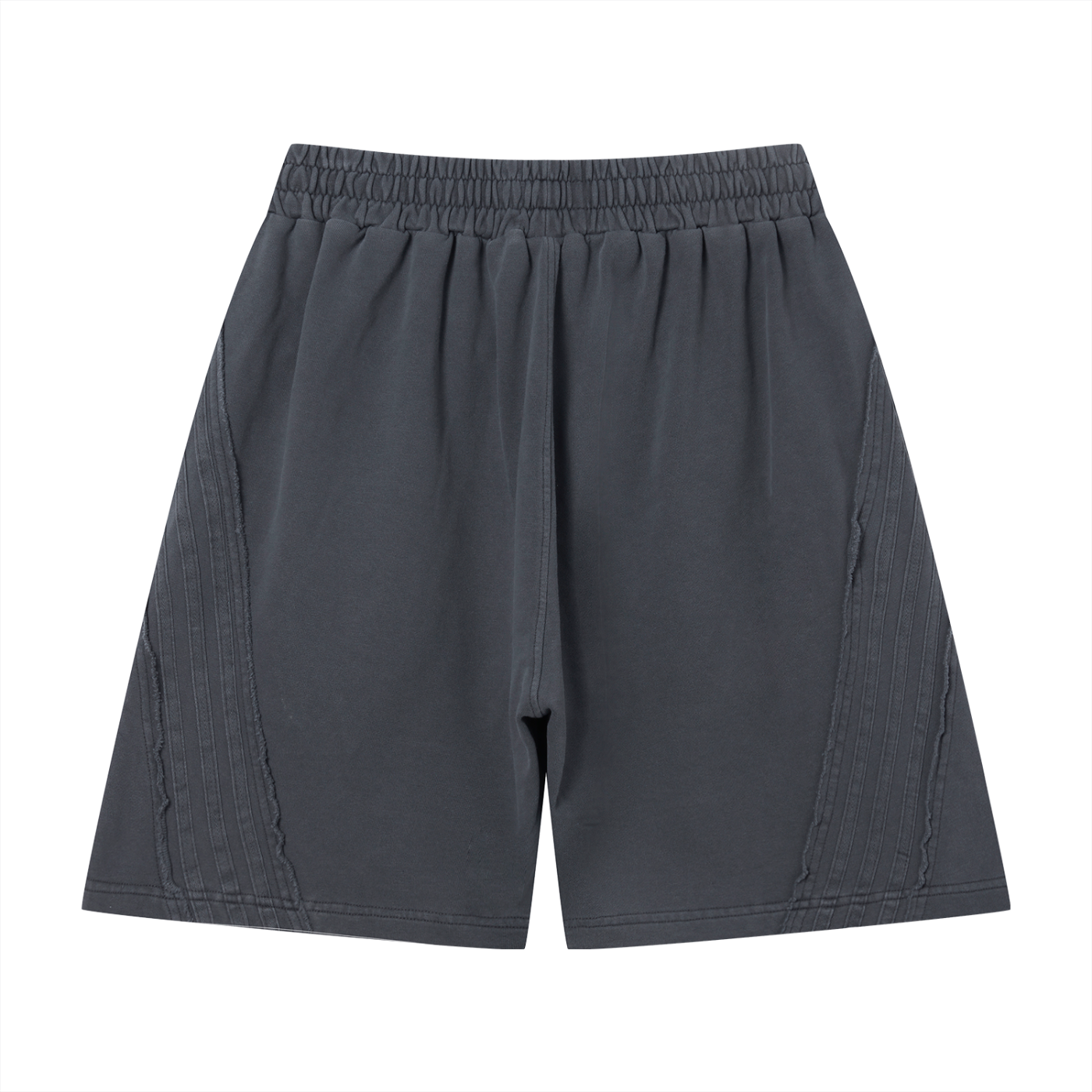 STILL. Vintage Wash Raw Edge Shorts — garment-washed cotton shorts with raw edge hems