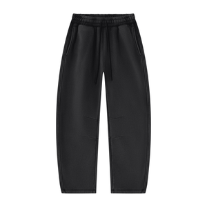 STILL. Unisex Vintage Wash Barrel Leg Fleece Sweatpants in Black
