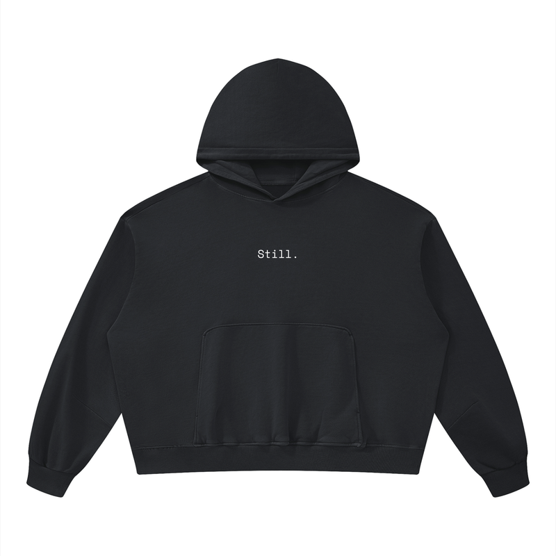 STILL. Boxy Vintage Wash Hoodie — garment-washed cotton hoodie
