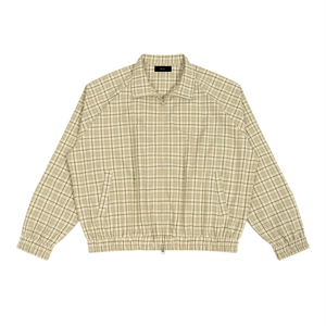 STILL. Plaid Zip Track Jacket — lightweight plaid track jacket with full zip