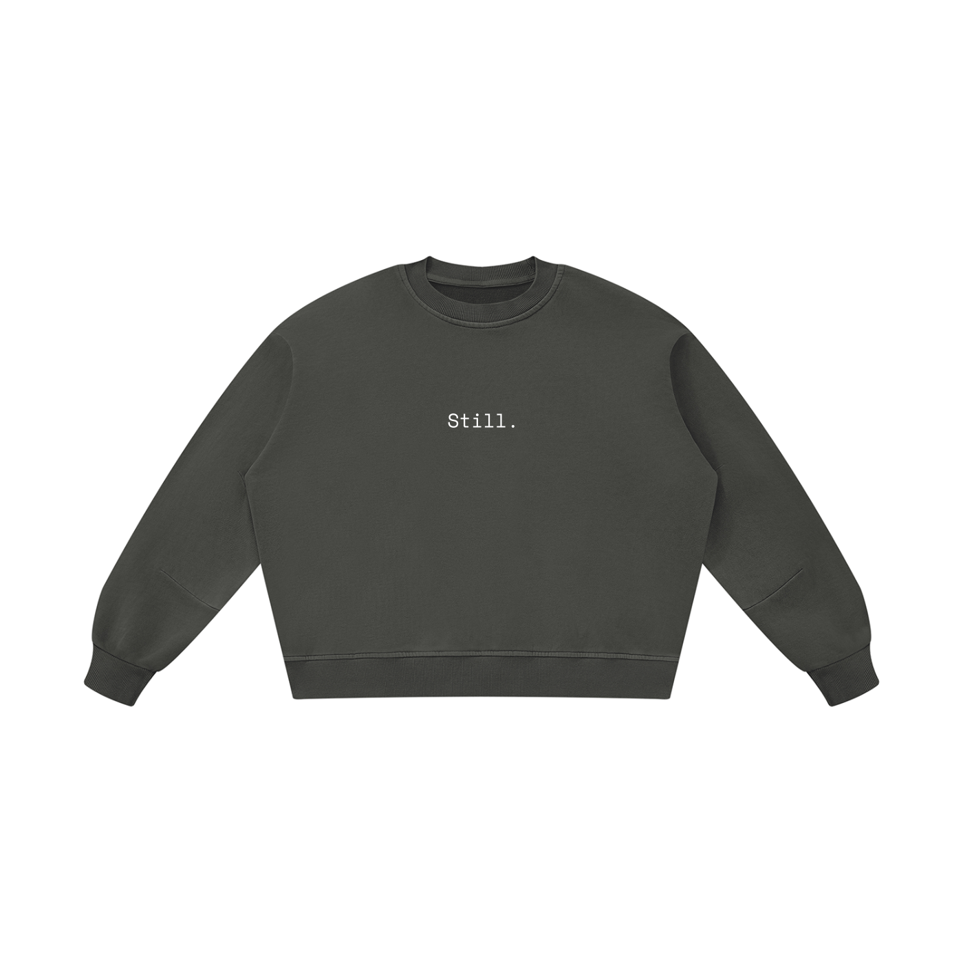 STILL. Boxy Vintage Wash Sweatshirt — garment-washed cotton crewneck