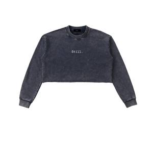 Snow Washed Raw Edge Cropped Sweatshirt image 6