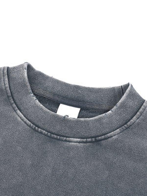 Snow Washed Raw Edge Cropped Sweatshirt image 1