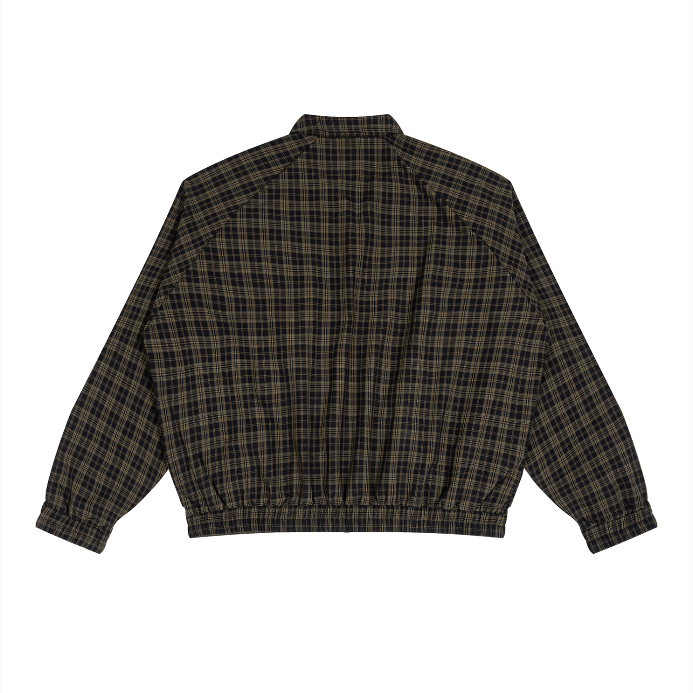 STILL. Plaid Zip Track Jacket — lightweight plaid track jacket with full zip