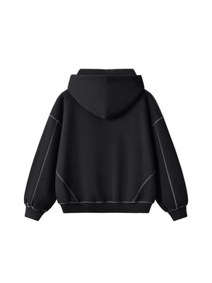 STILL. Contrast Stitch Boxy Zip Hoodie, additional view