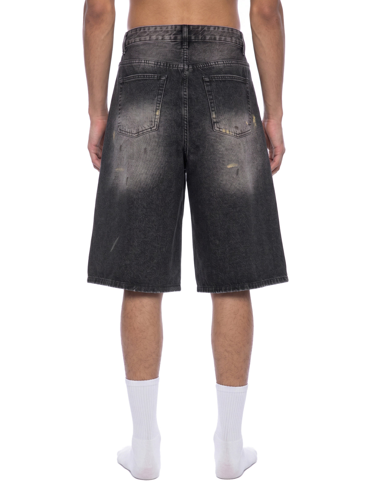 STILL. Men's Vintage Wash Denim Shorts, worn by a model