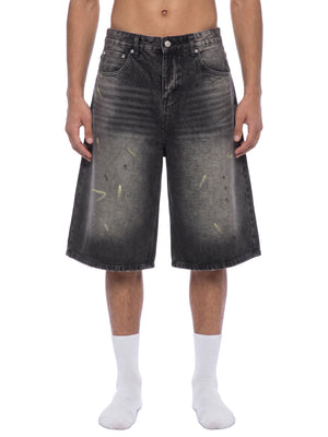 STILL. Men's Vintage Wash Denim Shorts, worn by a model