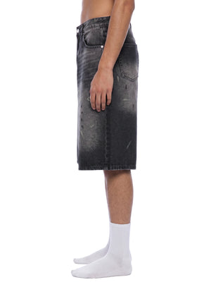 STILL. Men's Vintage Wash Denim Shorts, worn by a model