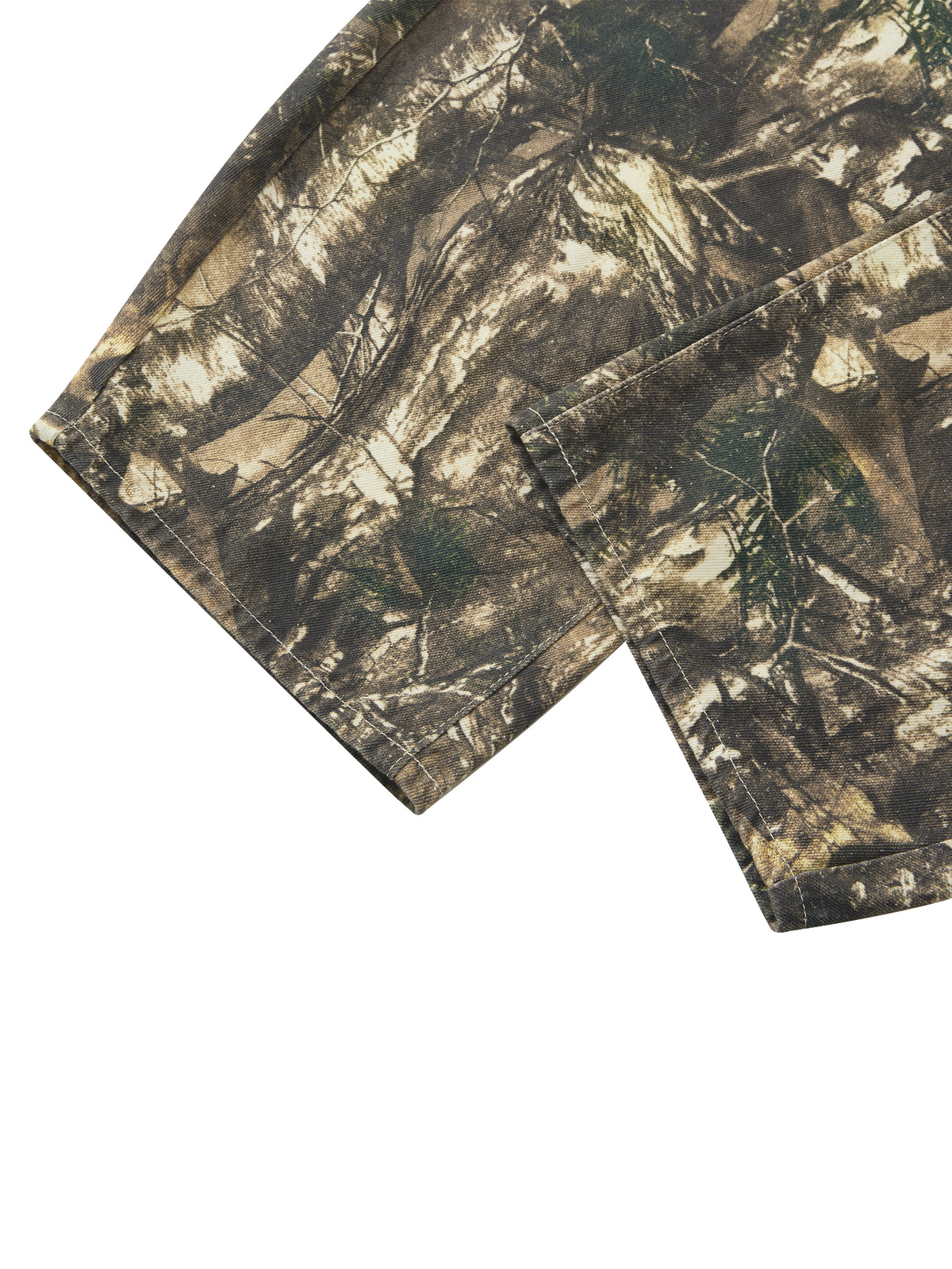 STILL. Men's Tree Camo Barrel Leg Pants, detail view