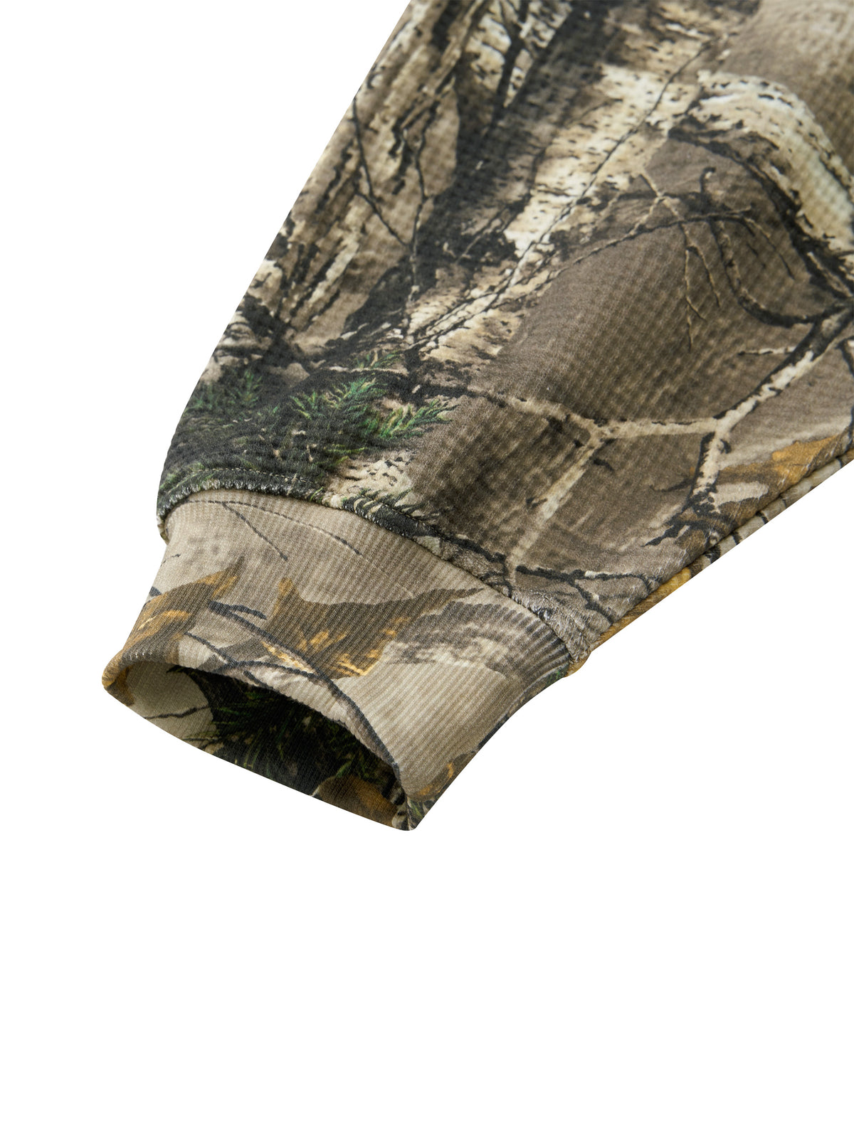 STILL. Unisex Waffle Tree Camo Boxy Hoodie, detail view