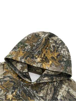 STILL. Unisex Waffle Tree Camo Boxy Hoodie, detail view