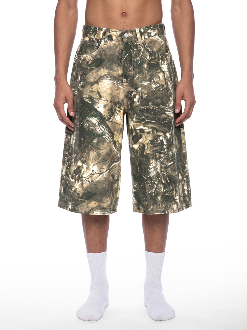 STILL. Men's Tree Camo Shorts, worn by a model